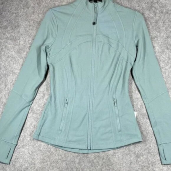 Lululemon Define Jacket Womens 6 Blue Green Luon Full Zip Thumbholes Pockets Gym - Picture 1 of 6